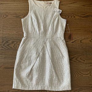 NWT Forever 21 Ivory and Silver Sleeveless Sheath Dress